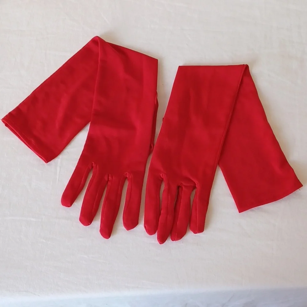 3/$25 SALE Vintage Evening Gloves for Women Mrs Clause Holiday Red, One Size